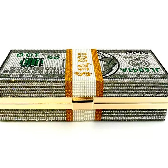 🛍 Luxury Stack Of Cash Crystal Clutch 🛍 - Picture 3 of 8